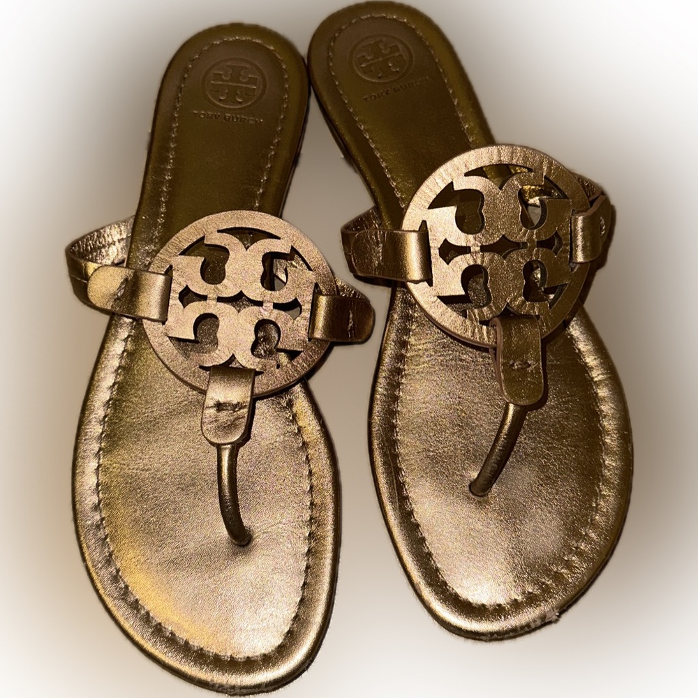 Rose Gold Tory Burch Miller Sandals Size 8